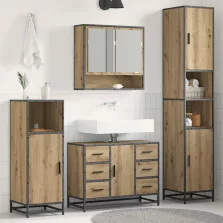   vidaXL Fürdőszoba bútor szett fiókkal 3 pcs Artisan tölgy Faanyag