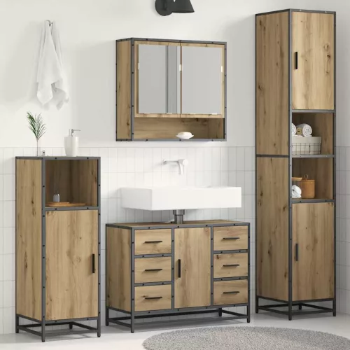 vidaXL Fürdőszoba bútor szett fiókkal 3 pcs Artisan tölgy Faanyag