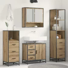   vidaXL Fürdőszoba bútor szett fiókkal 4 pcs Artisan tölgy Faanyag