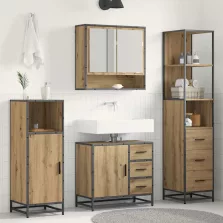   vidaXL Fürdőszoba bútor szett fiókkal 3 pcs Artisan tölgy Faanyag