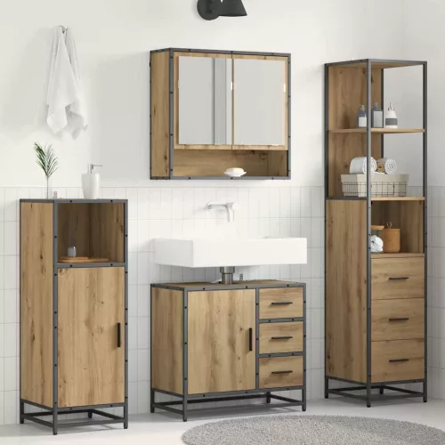 vidaXL Fürdőszoba bútor szett fiókkal 3 pcs Artisan tölgy Faanyag