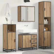   vidaXL Fürdőszoba bútor szett fiókkal 3 pcs Artisan tölgy Faanyag