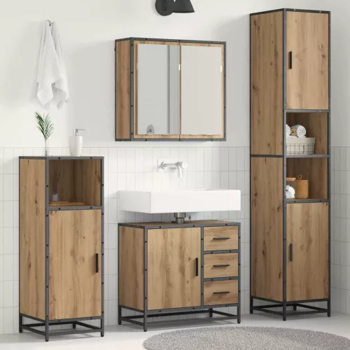 vidaXL Fürdőszoba bútor szett fiókkal 3 pcs Artisan tölgy Faanyag