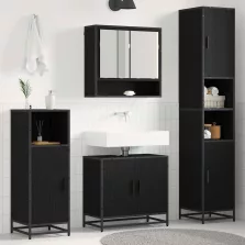   vidaXL Fürdőszoba bútor szett polcokkal 3 pcs Artisan tölgy Faanyag
