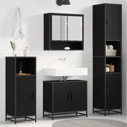 vidaXL Fürdőszoba bútor szett polcokkal 3 pcs Artisan tölgy Faanyag