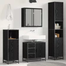   vidaXL Fürdőszoba bútor szett fiókkal 4 pcs Fekete tölgy Faanyag