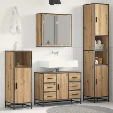  vidaXL Fürdőszoba bútor szett fiókkal 3 pcs Artisan tölgy Faanyag