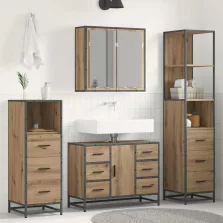   vidaXL Fürdőszoba bútor szett fiókkal 4 pcs kézműves tölgy Faanyag