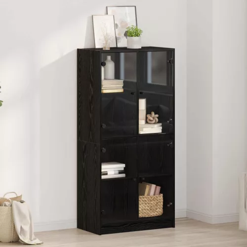 vidaXL Magasfiú Fekete tölgy 68 x 37 x 142 cm Faanyag