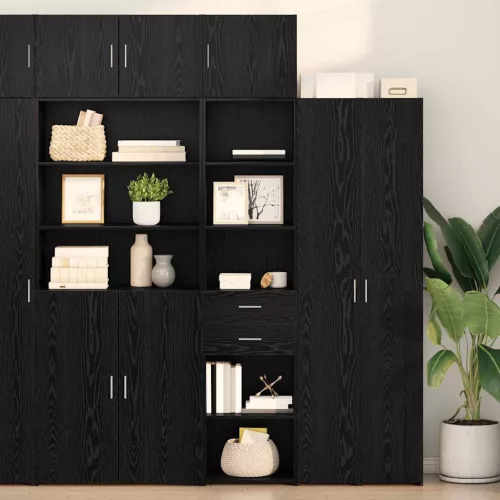 vidaXL Magasfiú fiókkal Fekete tölgy 45 x 42,5 x 185 cm Faanyag