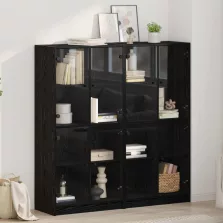   vidaXL Magasfiú 2 pcs Fekete tölgy 68 x 37 x 142 cm Faanyag