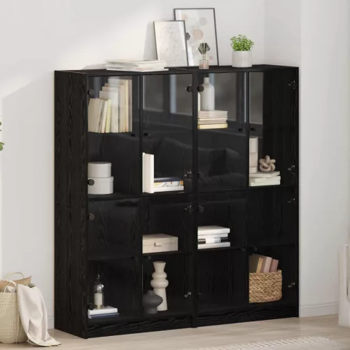vidaXL Magasfiú 2 pcs Fekete tölgy 68 x 37 x 142 cm Faanyag
