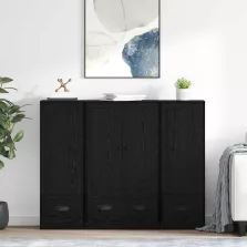 vidaXL Széf fiókkal 3 pcs Fekete tölgy Faanyag
