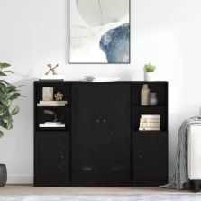 vidaXL Magasfiú fiókkal 3 pcs Fekete tölgy Faanyag
