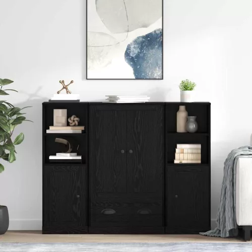 vidaXL Magasfiú fiókkal 3 pcs Fekete tölgy Faanyag