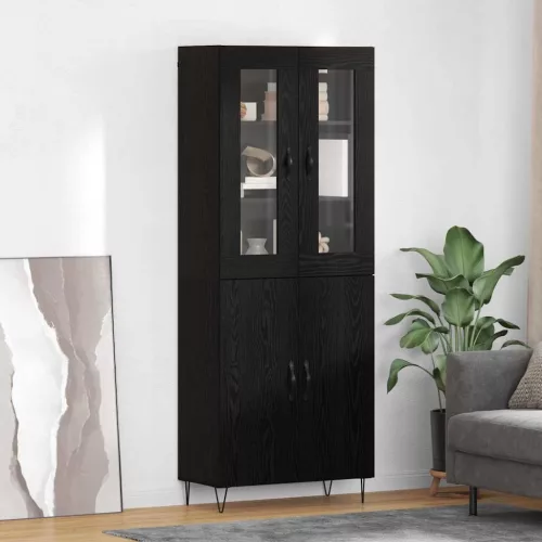 vidaXL Magasfiú Fehér és Fekete Tölgy 69,5 x 34 x 180 cm Faanyag