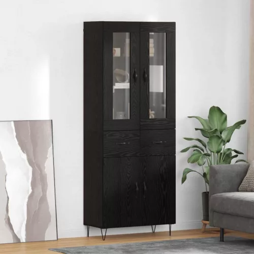 vidaXL Magasfiú fiókkal Fekete tölgy 69,5 x 34 x 90 cm Faanyag