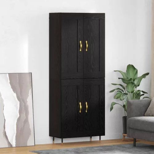 vidaXL Magasfiú Fekete tölgy 69,5 x 34 x 90 cm Faanyag