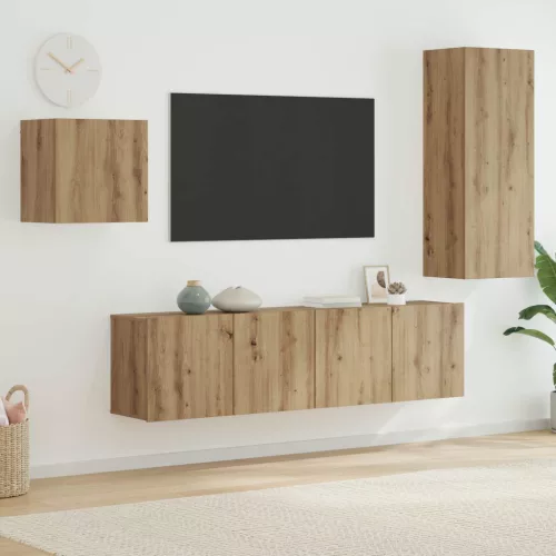 vidaXL TV szekrény Falra szerelhető 4 pcs Artisan tölgy Faanyag