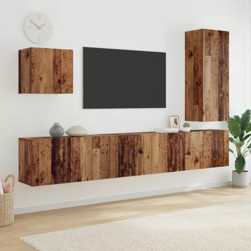 vidaXL TV faliszekrény Falra szerelhető 5 pcs Öreg fa Faanyag