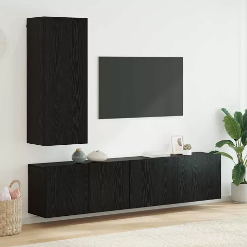 vidaXL TV falit kabinet szett 5 pcs Musta tammi Faanyag