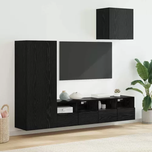 vidaXL TV Fali Egységek 4 pcs Fekete tölgy Faanyag