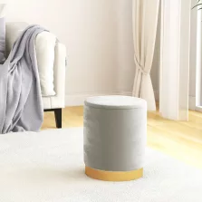 vidaXL világosszürke kerek bársonyülőke tárolóval