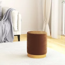 vidaXL barna kerek bársonyülőke tárolóval