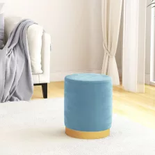 vidaXL világoskék kerek bársonyülőke tárolóval