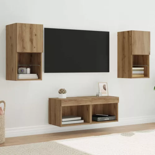 vidaXL TV Fali Szekrények Falra szerelhető 4 pcs Artisan tölgy Faanyag