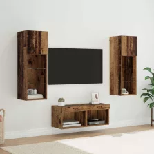   vidaXL TV Fali Szekrények Falra szerelhető 4 pcs Artisan tölgy Faanyag