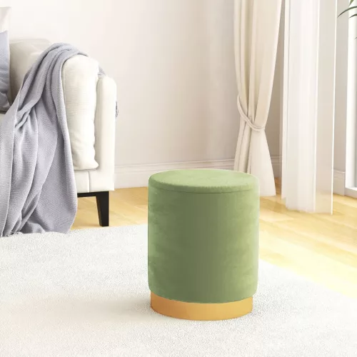 vidaXL mustárzöld kerek bársonyülőke tárolóval