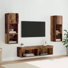   vidaXL TV faliszekrény LED -es lámpákkal 6 pcs Öreg fa Faanyag