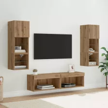   vidaXL TV faliszekrény LED -es lámpákkal 6 pcs Artisan tölgy Faanyag
