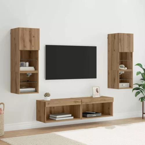 vidaXL TV faliszekrény LED -es lámpákkal 6 pcs Artisan tölgy Faanyag