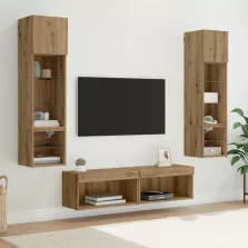   vidaXL TV faliszekrény LED -es lámpákkal 6 pcs Artisan tölgy Faanyag