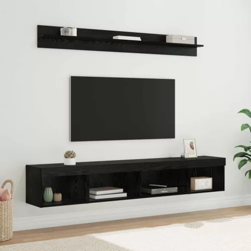 vidaXL TV falit kabinet szett leddel 5 pcs Fekete tölgy Faanyag