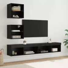  vidaXL TV Fali Egységek LED-del leddel 5 pcs Fekete tölgy Faanyag