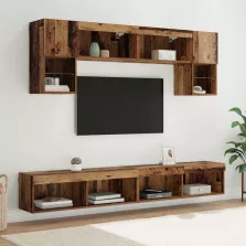 vidaXL TV Fali Egységek LED-del 6 pcs Öreg fa Faanyag