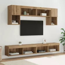   vidaXL TV Fali Egységek LED-del 6 pcs Artisan tölgy Faanyag