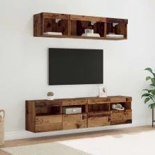   vidaXL TV Fali Egységek LED-del 5 pcs Öreg fa 80 x 30 x 40 cm Faanyag