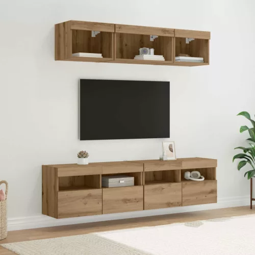 vidaXL TV Fali Egységek LED-del 5 pcs Artisan tölgy 80 x 30 x 40 cm