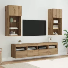   vidaXL TV Fali Egységek LED-del 5 pcs Artisan tölgy 40,5 x 30 x 90 cm