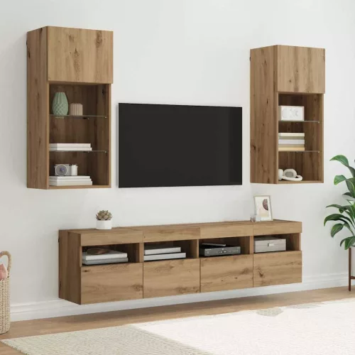 vidaXL TV Fali Egységek LED-del 5 pcs Artisan tölgy 40,5 x 30 x 90 cm