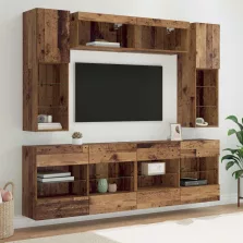   vidaXL TV falit kabinet szett leddel 6 pcs Öreg fa Mérnöki fa