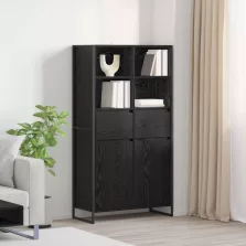   vidaXL Széf fiókkal 2 pcs Fekete tölgy 81 x 36 x 150.5 cm Faanyag