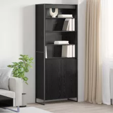   vidaXL Magas szekrények 2 pcs Fekete tölgy 79 x 36 x 200 cm Faanyag