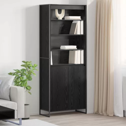 vidaXL Magas szekrények 2 pcs Fekete tölgy 79 x 36 x 200 cm Faanyag