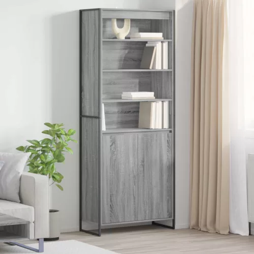 vidaXL Magas szekrények 2 pcs Szürke Sonoma 79 x 36 x 200 cm Faanyag