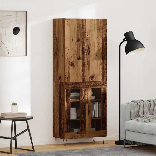 vidaXL Magasfiú 2 pcs Öreg fa RÉtegelt fa és üveg